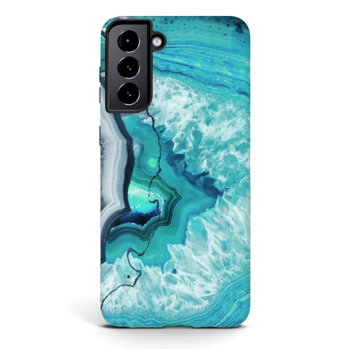 Galaxy S21 plus StrongFit Turquoise agate geode marble by Oana 