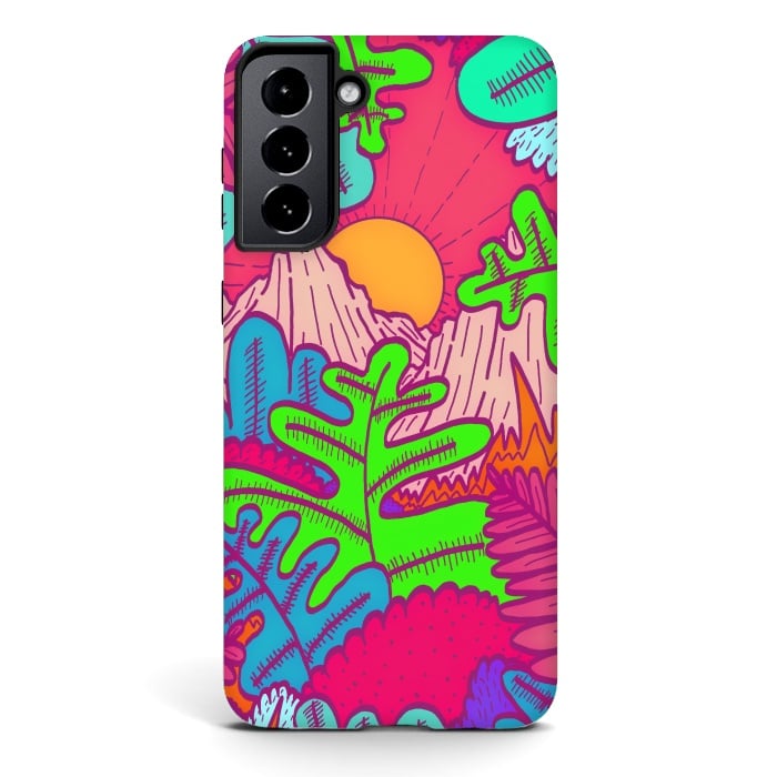 Galaxy S21 StrongFit A pink tropical jungle by Steve Wade (Swade)