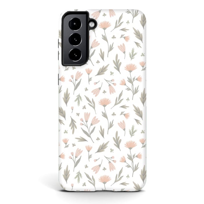 Galaxy S21 StrongFit delicate flowers on a white by Alena Ganzhela