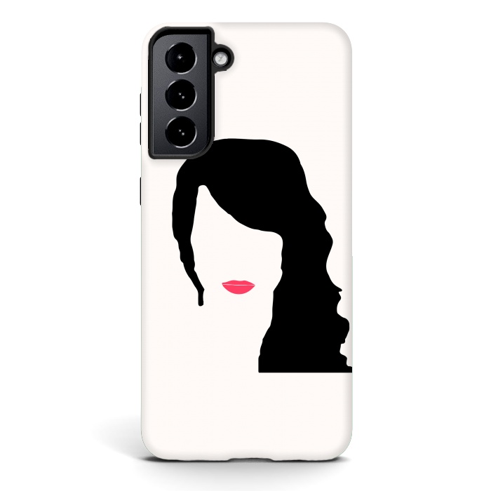 Galaxy S21 StrongFit Woman Face Minimal Art 03 by Creativeaxle