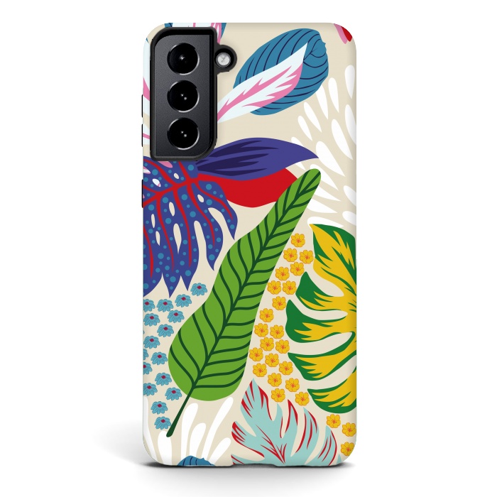 Galaxy S21 StrongFit Abstract Color Tropical Leaves by ArtsCase