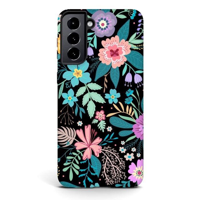 Galaxy S21 StrongFit Amazing Floral Pattern With Bright Colorful Flowers by ArtsCase