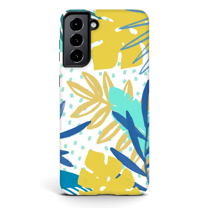 Galaxy S21 StrongFit Playful colorful jungle leaves by Oana 