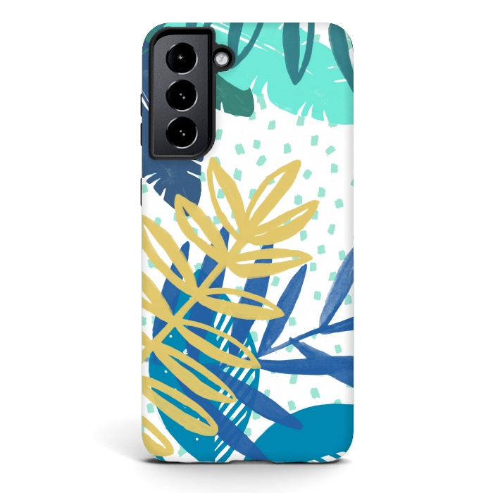 Galaxy S21 StrongFit Spotted modern tropical leaves by Oana 