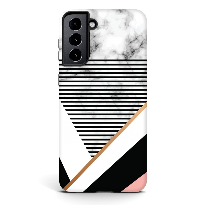 Galaxy S21 StrongFit Geometric Marble Design by ArtsCase