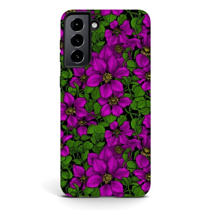 Galaxy S21 StrongFit Pink Clematis vine by Katerina Kirilova