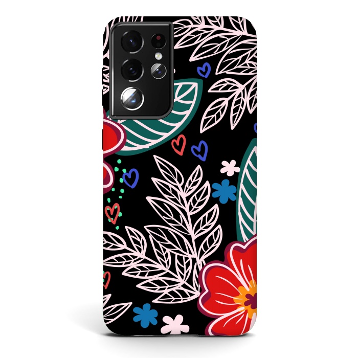 Galaxy S21 ultra StrongFit Floral Pattern Design XIVI by ArtsCase