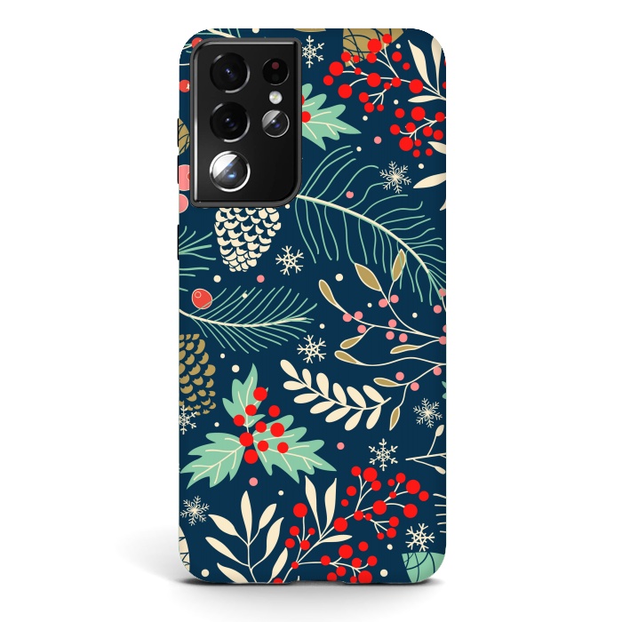Galaxy S21 ultra StrongFit Christmas Floral Design III by ArtsCase