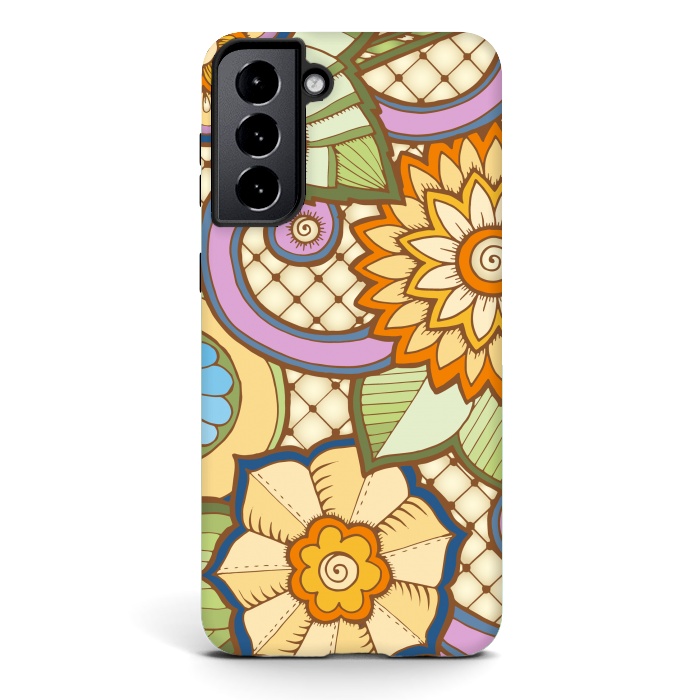 Galaxy S21 StrongFit Daisies Pattern with Circle Elements IV by ArtsCase