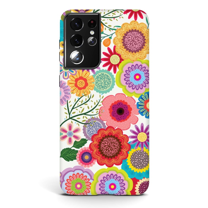 Galaxy S21 ultra StrongFit Seamless Pattern with Flowers XI by ArtsCase