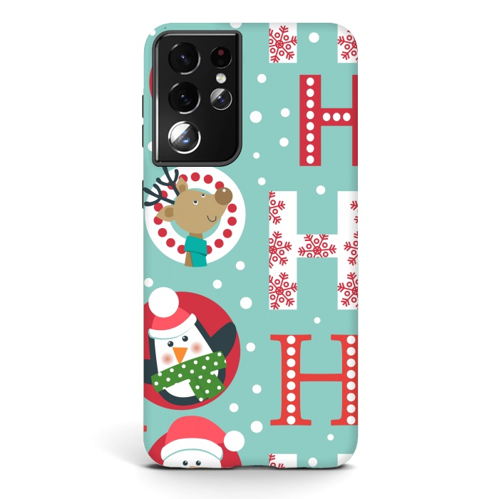 Galaxy S21 ultra StrongFit Christmas Pattern with Santa Deer Penguin and Snowman by ArtsCase
