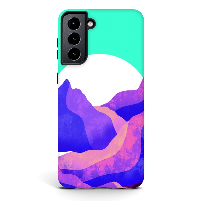 Galaxy S21 StrongFit Purple textured mountains by Steve Wade (Swade)