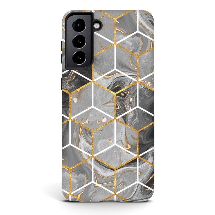 Galaxy S21 StrongFit Marble Hexagon by ArtsCase