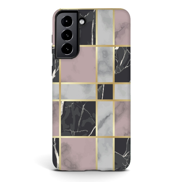 Galaxy S21 StrongFit Marble Repeat Marbling Surface with Gold by ArtsCase