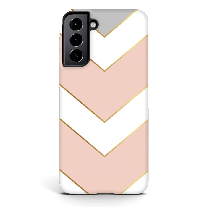 Galaxy S21 StrongFit Marble with Geometric Design Golden I by ArtsCase