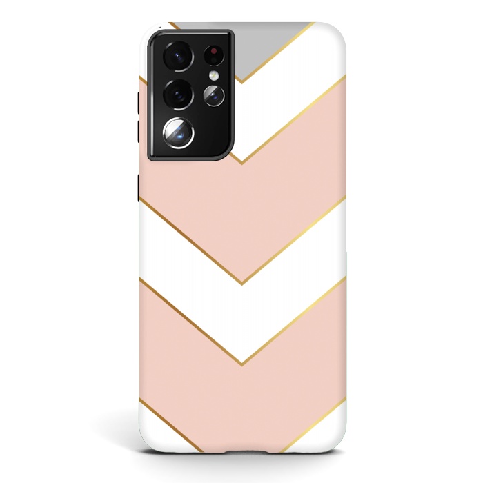 Galaxy S21 ultra StrongFit Marble with Geometric Design Golden I by ArtsCase