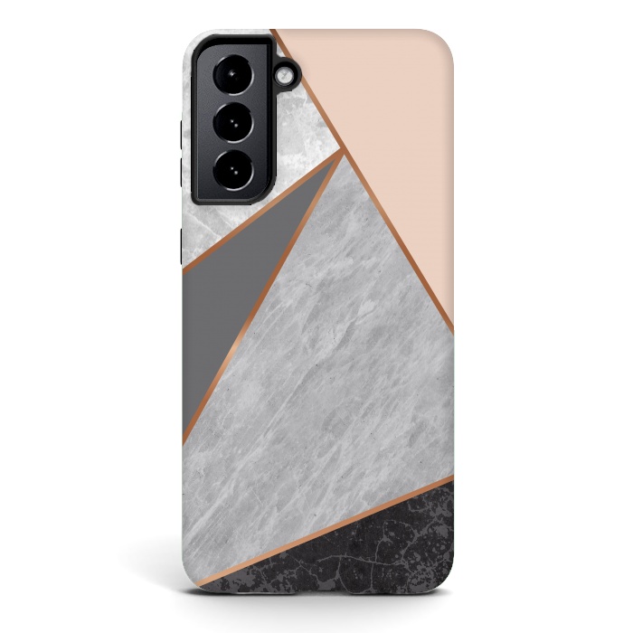 Galaxy S21 StrongFit Modern Geometric Minimalist with Marble Texture by ArtsCase