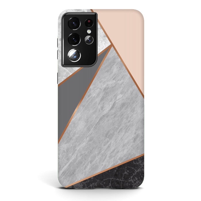 Galaxy S21 ultra StrongFit Modern Geometric Minimalist with Marble Texture by ArtsCase