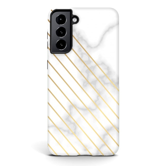 Galaxy S21 StrongFit Modern Marble Design Pink and Gray by ArtsCase