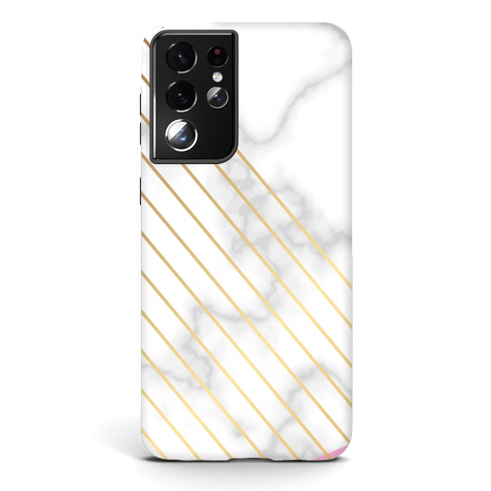 Galaxy S21 ultra StrongFit Modern Marble Design Pink and Gray by ArtsCase