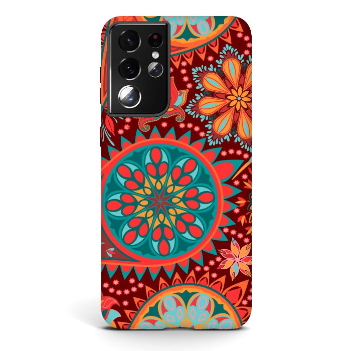 Galaxy S21 ultra StrongFit Paisley Vintage Floral Motif Ethnic Seamless Background by ArtsCase