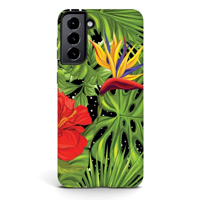 Galaxy S21 StrongFit Seamless Pattern Background with Tropical Plants Monstera by ArtsCase