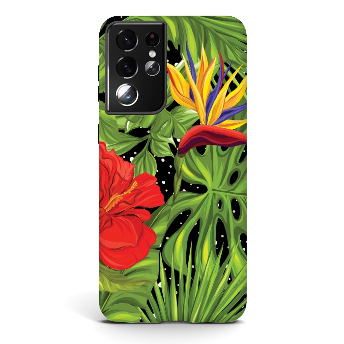 Galaxy S21 ultra StrongFit Seamless Pattern Background with Tropical Plants Monstera by ArtsCase