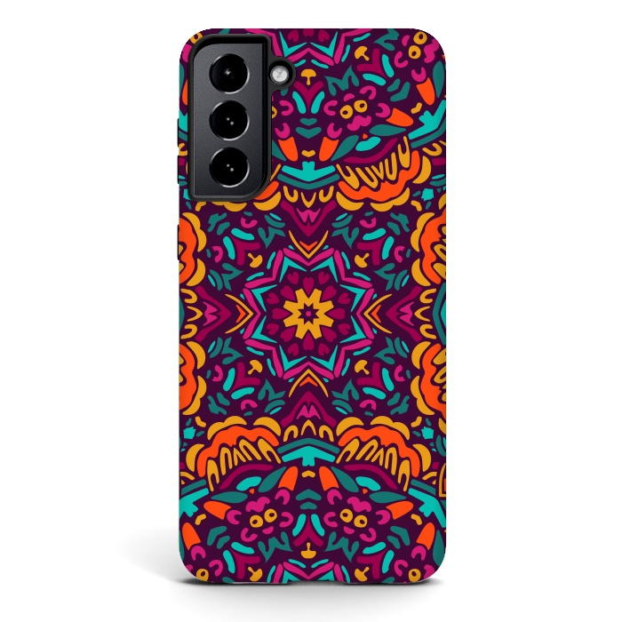Galaxy S21 StrongFit Tiled Floral Doodle Design by ArtsCase