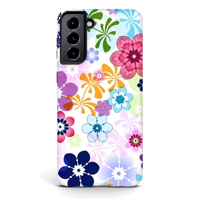Galaxy S21 StrongFit Spring Colorful Seamless Floral Pattern with Transparent Flowers I by ArtsCase