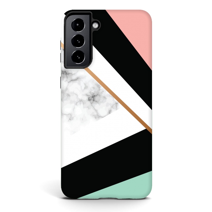 Galaxy S21 StrongFit Vector Marble Texture Design with Golden Geometric Lines by ArtsCase