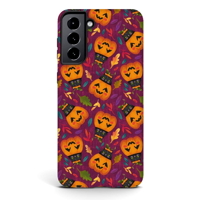 Galaxy S21 StrongFit Pumpkin Kitty by Noonday Design