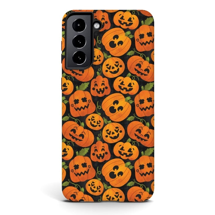 Galaxy S21 StrongFit Funny Jack-O-Lanterns by Noonday Design
