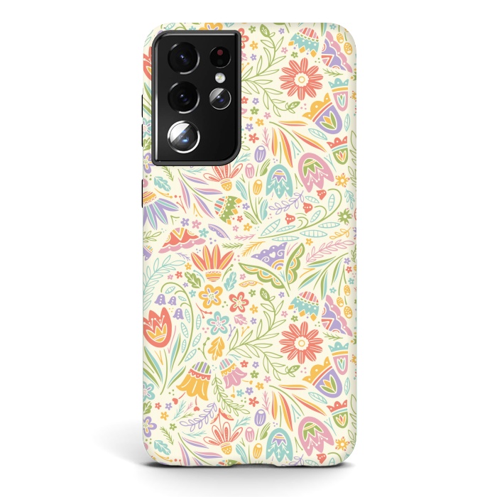 Galaxy S21 ultra StrongFit Pretty Pastel Floral by Noonday Design