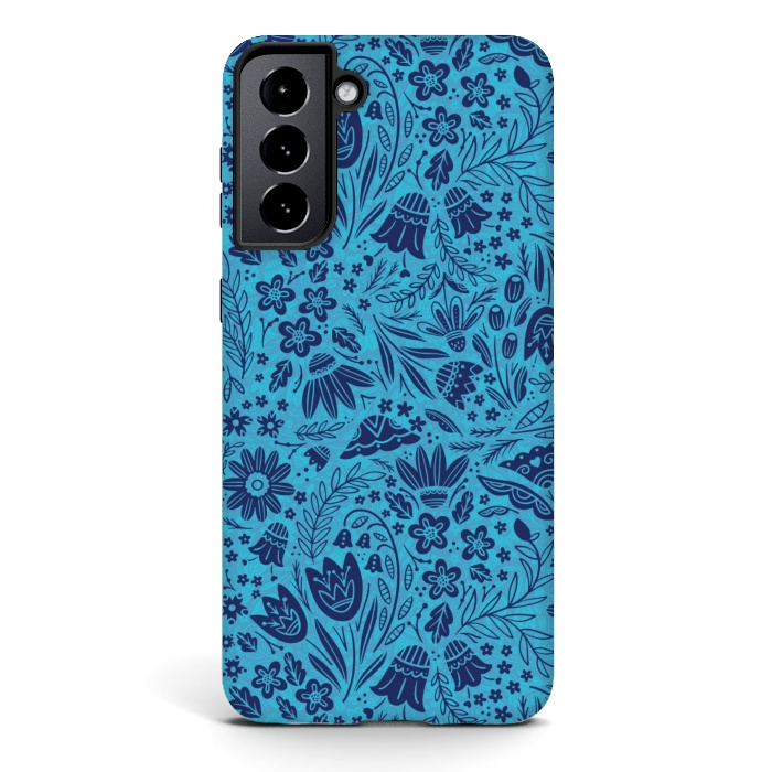 Galaxy S21 StrongFit Dainty Blue Floral by Noonday Design