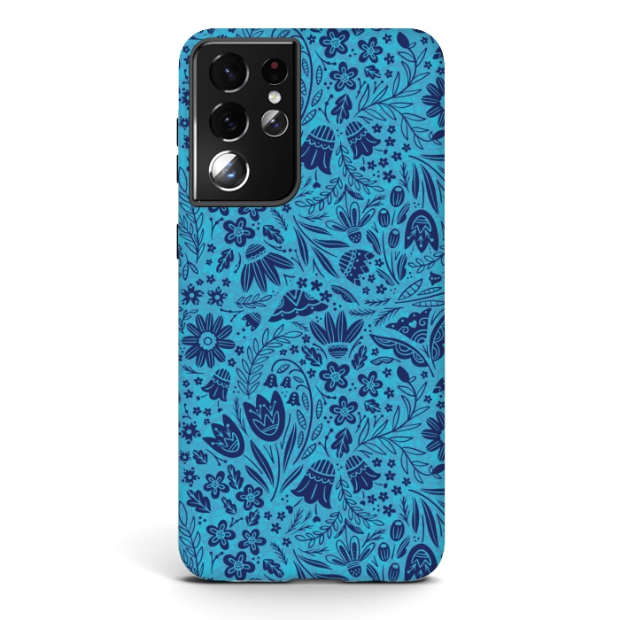 Galaxy S21 ultra StrongFit Dainty Blue Floral by Noonday Design