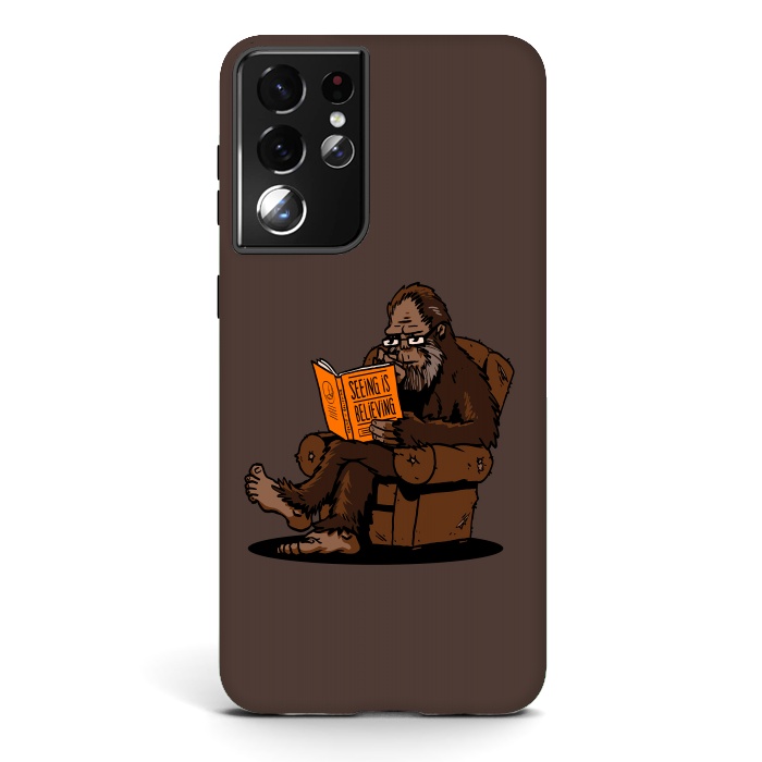 Galaxy S21 ultra StrongFit BigFoot Reading Book - Seeing is Believing by Vó Maria