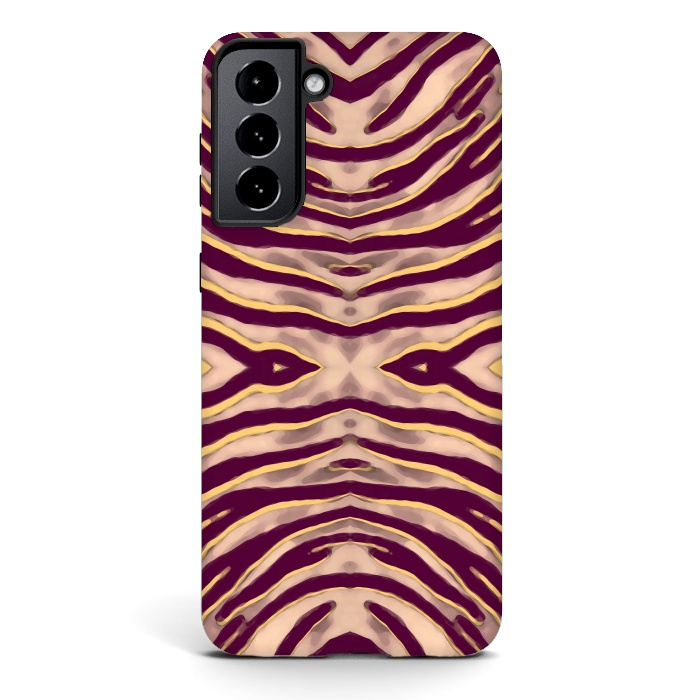 Galaxy S21 StrongFit Tan brown tiger stripes print by Oana 