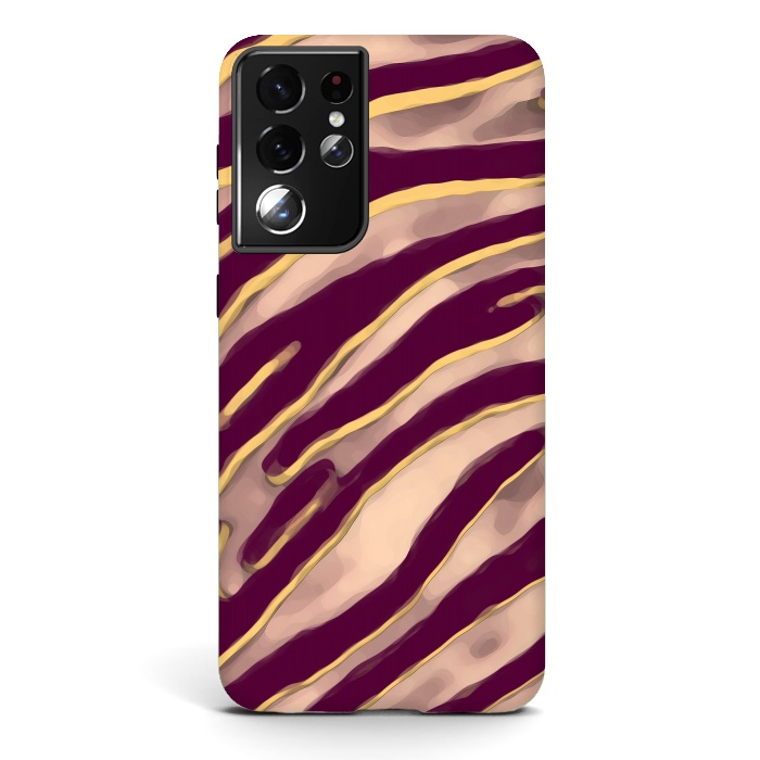 Galaxy S21 ultra StrongFit Minimal tiger print stripes brown neutral by Oana 