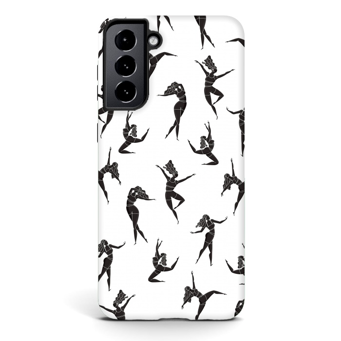 Galaxy S21 StrongFit Dance Girl Pattern Black and White by Jelena Obradovic
