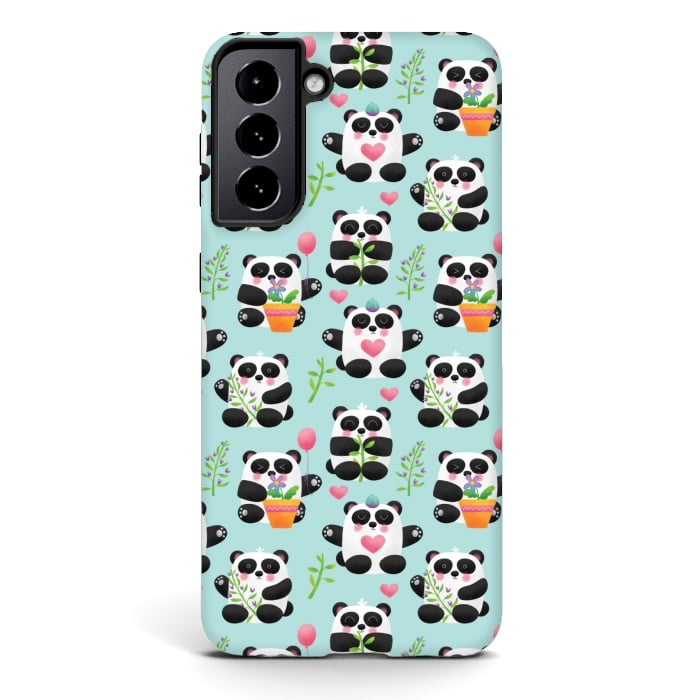 Galaxy S21 StrongFit Chubby Playful Pandas by Noonday Design