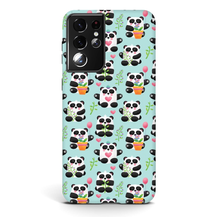 Galaxy S21 ultra StrongFit Chubby Playful Pandas by Noonday Design