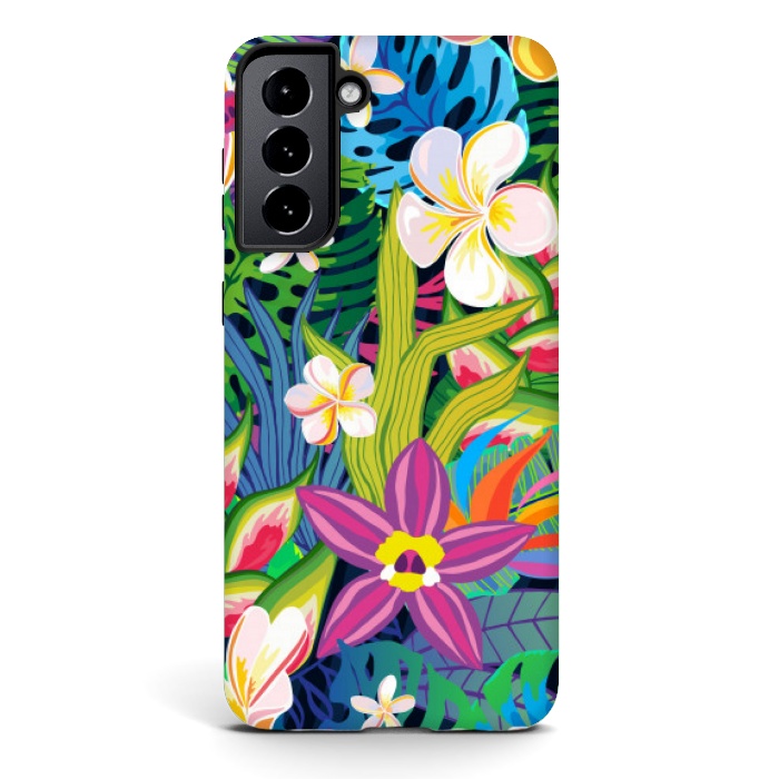 Galaxy S21 StrongFit tropical floral pattern 4  by MALLIKA