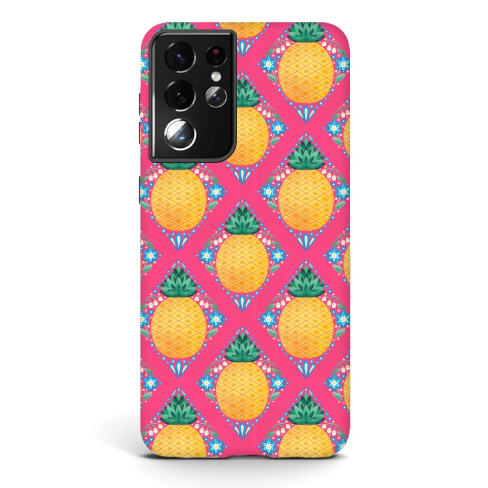 Galaxy S21 ultra StrongFit Bright Pineapple by Noonday Design