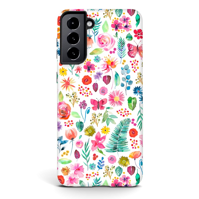 Galaxy S21 StrongFit Colorful Botanical Plants and Flowers by Ninola Design