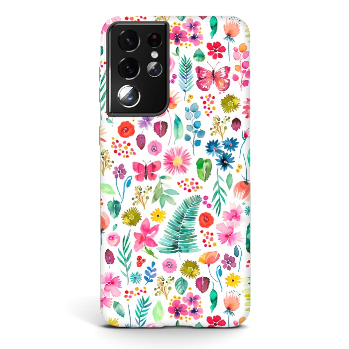 Galaxy S21 ultra StrongFit Colorful Botanical Plants and Flowers by Ninola Design