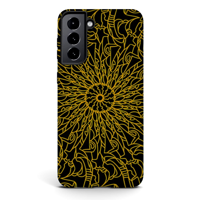 Galaxy S21 plus StrongFit Golden Mandala Intricate pattern by Josie