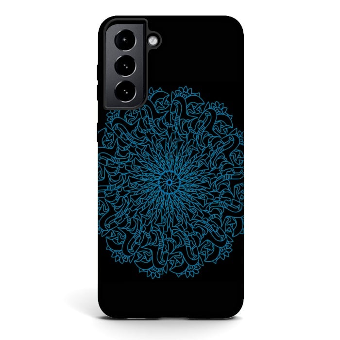 Galaxy S21 StrongFit Blue floral mandalas by Josie