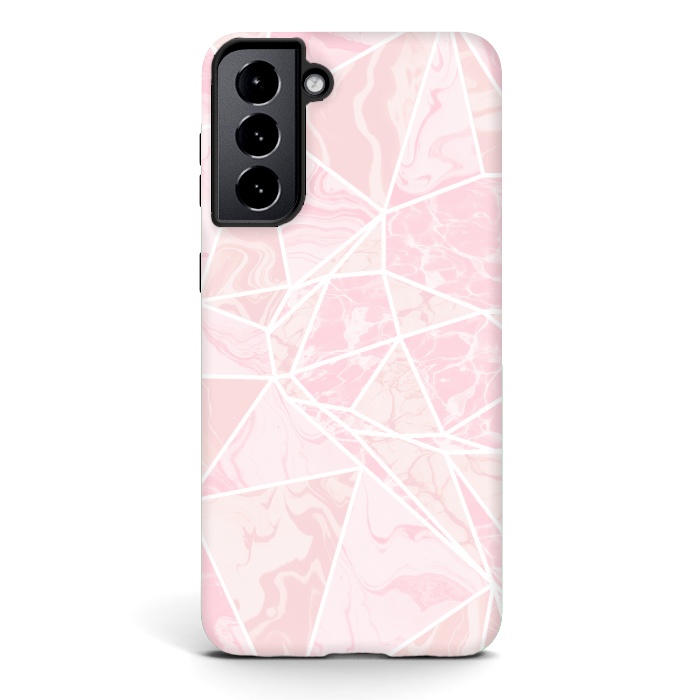 Galaxy S21 StrongFit Pastel candy pink marble by Oana 