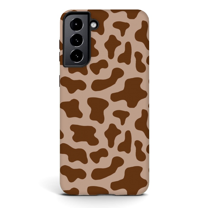 Galaxy S21 plus StrongFit Chocolate Milk Brown Cow Print by Julie Erin Designs