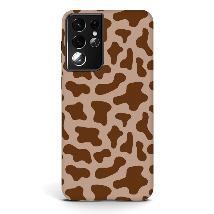Galaxy S21 ultra StrongFit Chocolate Milk Brown Cow Print by Julie Erin Designs